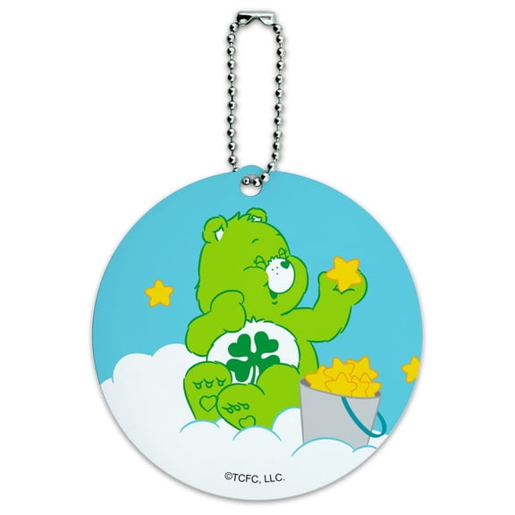 Care Bears Good Luck Bear Round Luggage ID Tag Card Suitcase Carry-On