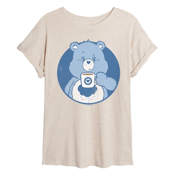 Care Bears - Grumpy Bear Coffee - Juniors Oversized Graphic T-Shirt