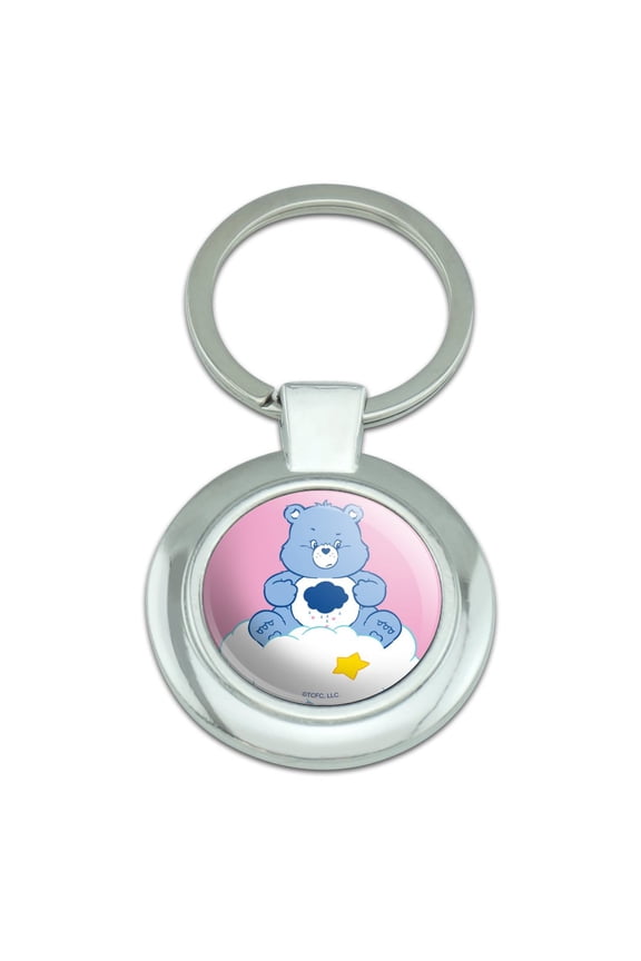 Care Bears Grumpy Bear Keychain Classy Round Chrome Plated Metal