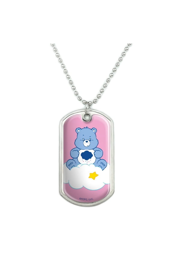 Care Bears Grumpy Bear Military Dog Tag Pendant Necklace with Chain