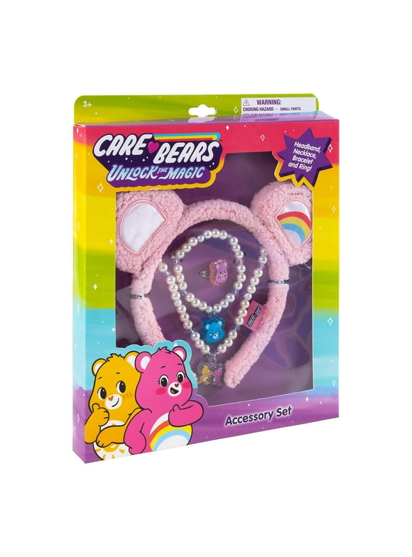 Care Bears Headbands and Jewelry Set for Girls - Headband, Necklace, Bracelet and Ring in Giftable Box for Dress Up Play - Ages 3+