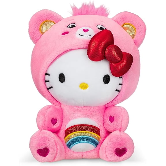 Care Bears Hello Kitty Dressed As Cheer Bear 8" Fun-Size Plush - Soft, Huggable Bestie! Good for Girls and Boys, Employees, Collectors, Ages 4+