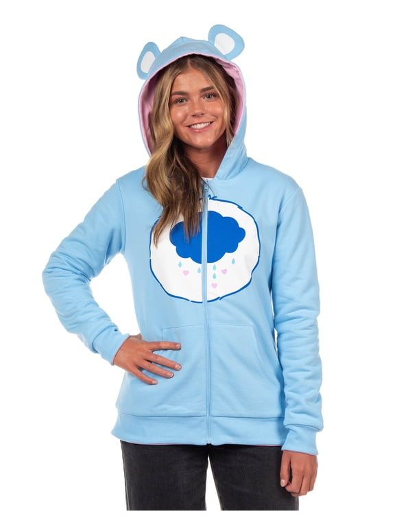 Care Bears Hoodie Grumpy Bear and Cheer Bear Reversible Juniors Hooded Costume Sweatshirt