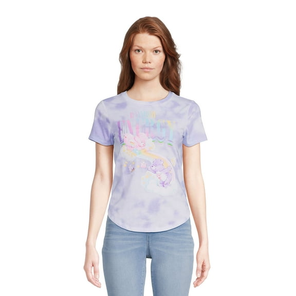 Care Bears Juniors Tie Dye Graphic Tee with Short Sleeves, Sizes XS-XXXL