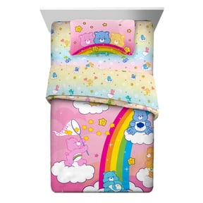 Care Bears Kids 5 Piece Pink Rainbow Reversible Comforter, Bed in a Bag, Full