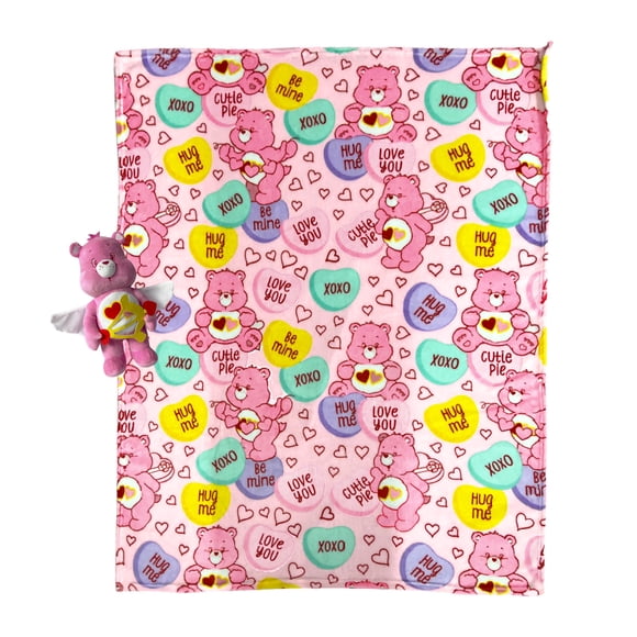 Care Bears Kids Valentine's Hugger Pillow and Throw, 2 Piece Gift Set