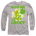 thumbnail image 1 of Care Bears Kiss Me I'm Lucky St. Patrick's Day Good Luck Bear Unisex Adult Long-Sleeve T Shirt (X-Large) Athletic Heather, 1 of 2