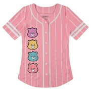 Care Bears Women's Baseball Jersey, Printed Stripe Cheer Friend Care Bears Baseball Shirt Pink – M