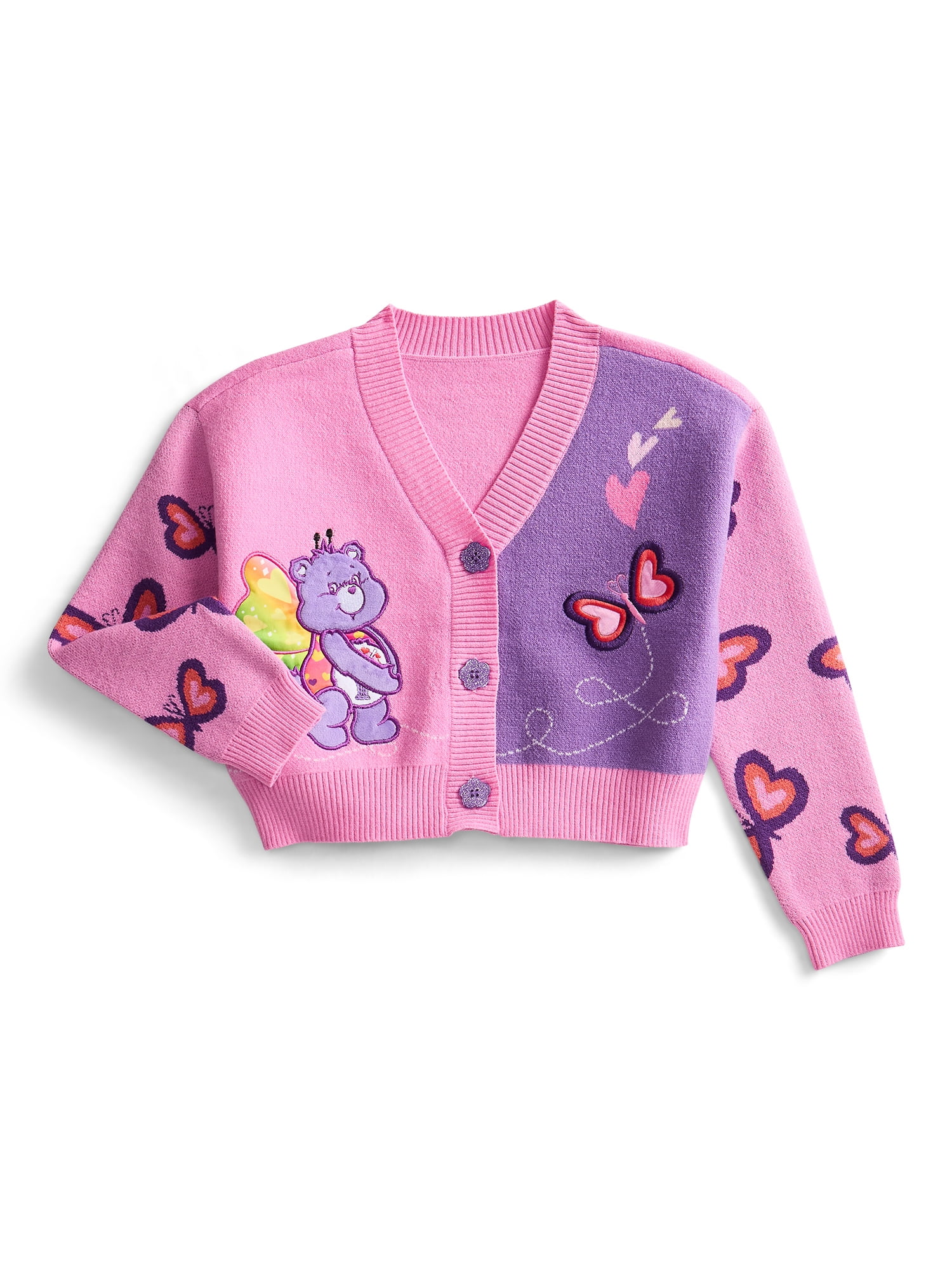Care Bears Button Down V Neck Cardigan with Long Sleeves, Sizes XS-XL