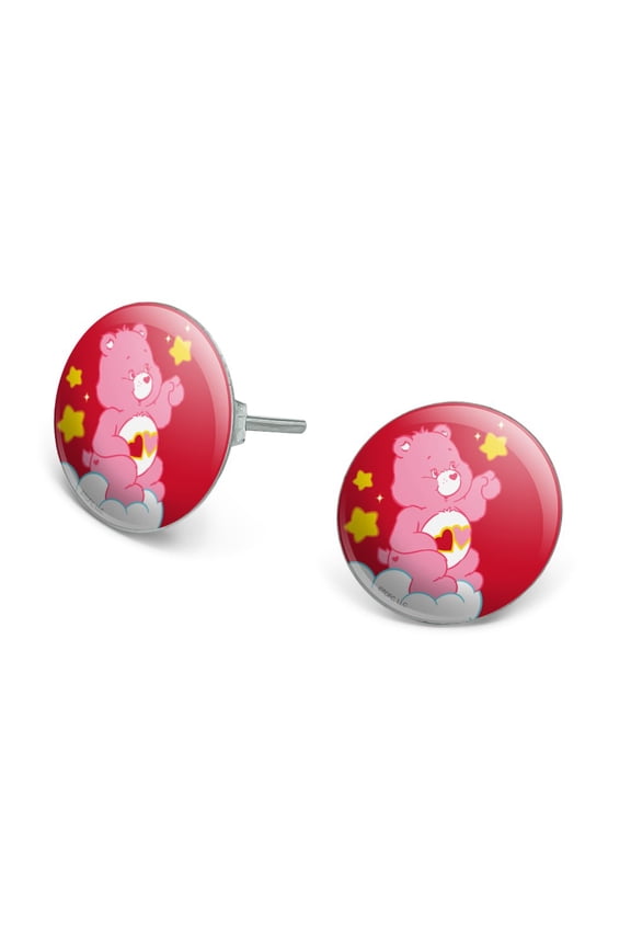 Care Bears Love-A-Lot Bear Novelty Silver Plated Stud Earrings