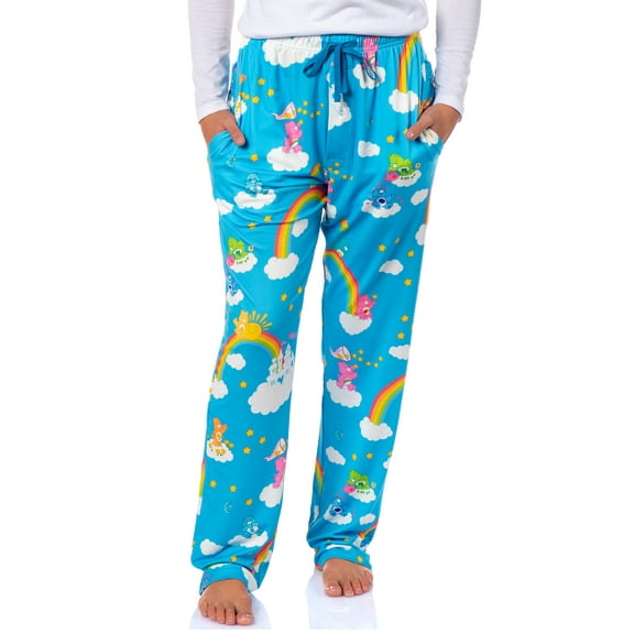 Care Bears Women's AOP Clouds and Rainbows Adult Lounge Sleep Pajama Pants with Drawstring Elastic Waistband