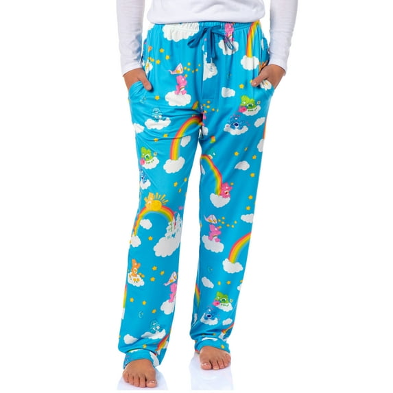 Care Bears Women's AOP Clouds and Rainbows Adult Lounge Sleep Pajama Pants with Drawstring Elastic Waistband