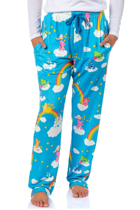 Care Bears Women's AOP Clouds and Rainbows Adult Lounge Sleep Pajama Pants with Drawstring Elastic Waistband