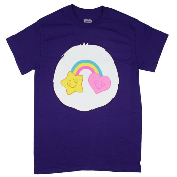Care Bears Men's Best Friend Bear Belly Badge Adult Graphic Print Crewneck Short Sleeve Purple Costume T-Shirt