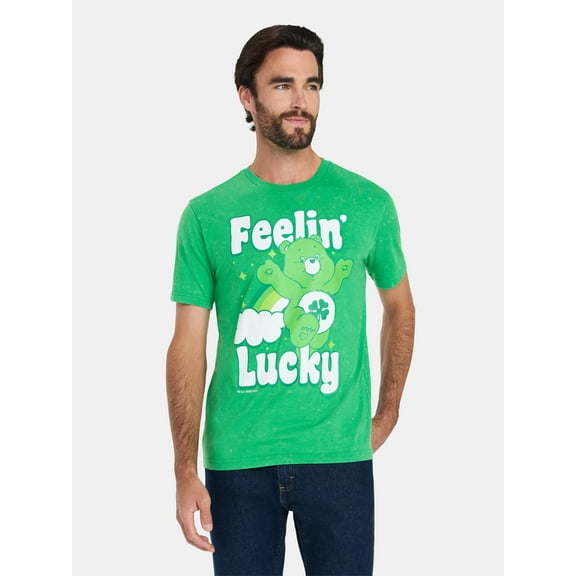 Care Bears Men's and Big Men's St. Patrick's Day Graphic Tee with Short Sleeves, Sizes XS-5XL