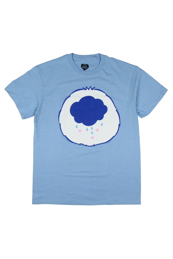 Care Bears Men's Grumpy Bear Belly Badge Adult Graphic Print Crewneck Short Sleeve Blue Costume T-Shirt