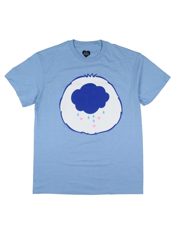 Care Bears Men's Grumpy Bear Belly Badge Adult Graphic Print Crewneck Short Sleeve Blue Costume T-Shirt