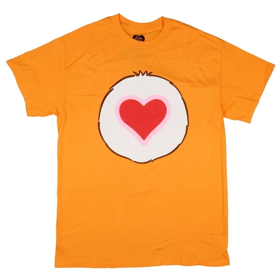 Care Bears Men's Tenderheart Bear Belly Badge Adult Graphic Print Crewneck Short Sleeve Orange Costume T-Shirt