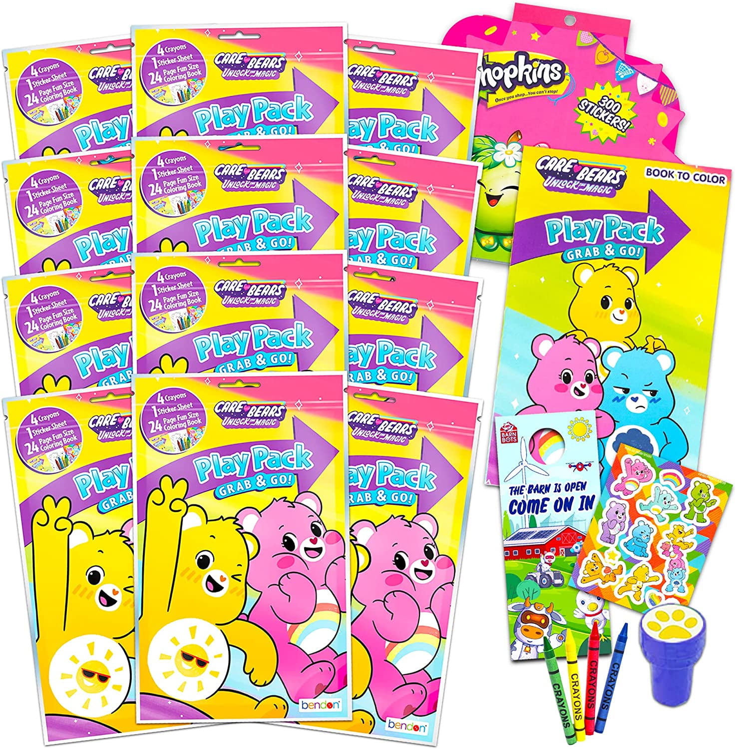 Care Bears Party Favors Pack Stickers, Coloring Books, Stamper