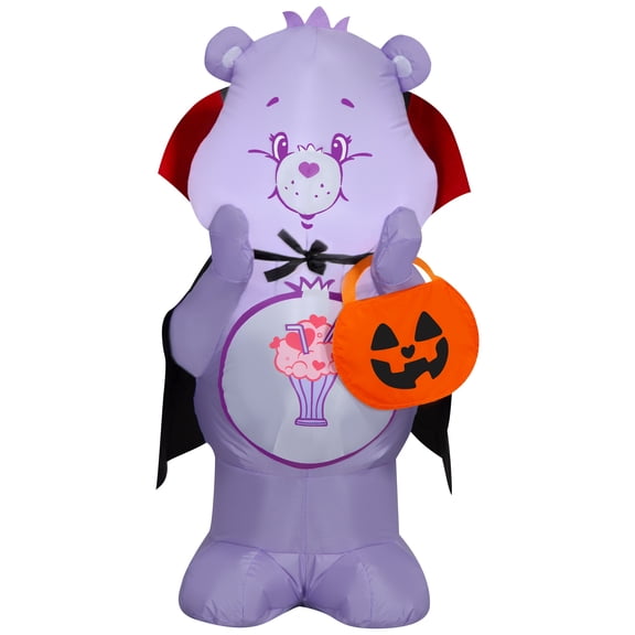 Care Bears Share Bear Airblown Inflatable as Vampire with Jack-o-Lantern Basket, 3.2 ft Tall