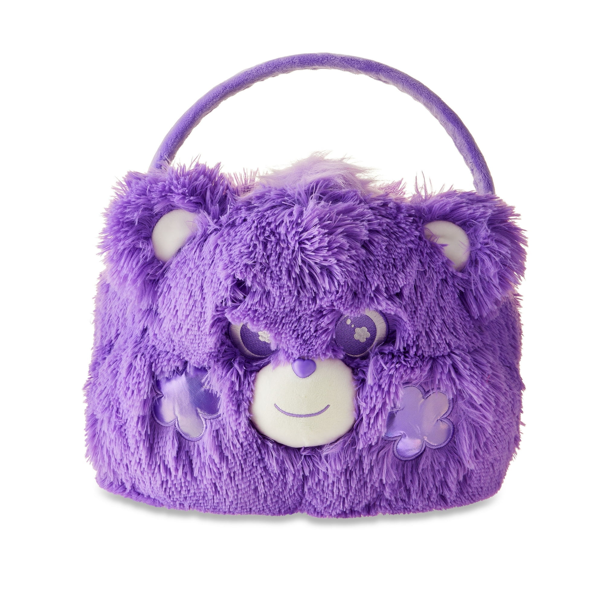 Care Bears Share Bear Jumbo Plush Easter Basket – 15.5” Soft & Furry Purple Easter Basket for Kids & Adults Large Handle for Egg Hunts & Easter Gifts