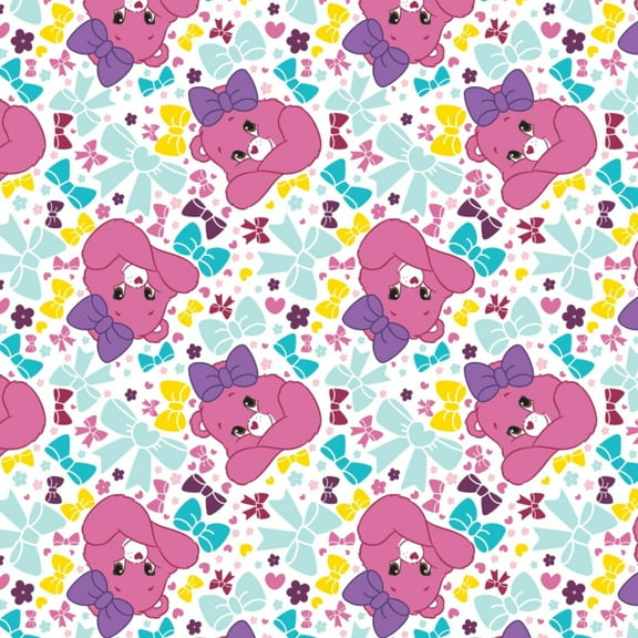 Care Bears Sparkle and Shine Pretty Bow White and Pink 100% Cotton Fabric Sold by the Yard