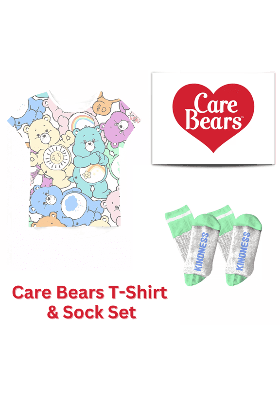 T-Shirt & Sock Set Cute Outfit For Girls Sizes 4-12 All Over Print Socks Say Kindness