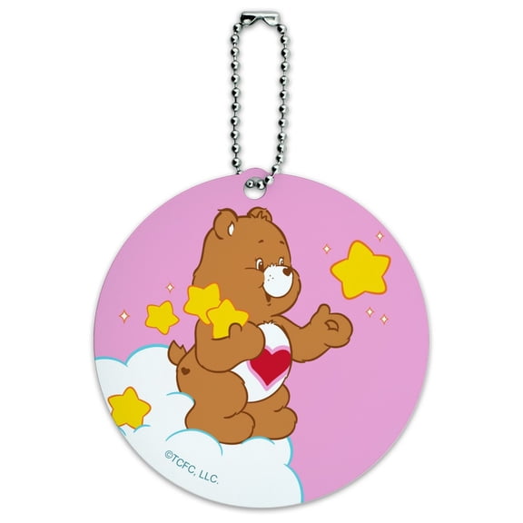 Care Bears Tenderheart Bear Round Luggage ID Tag Card Suitcase Carry-On