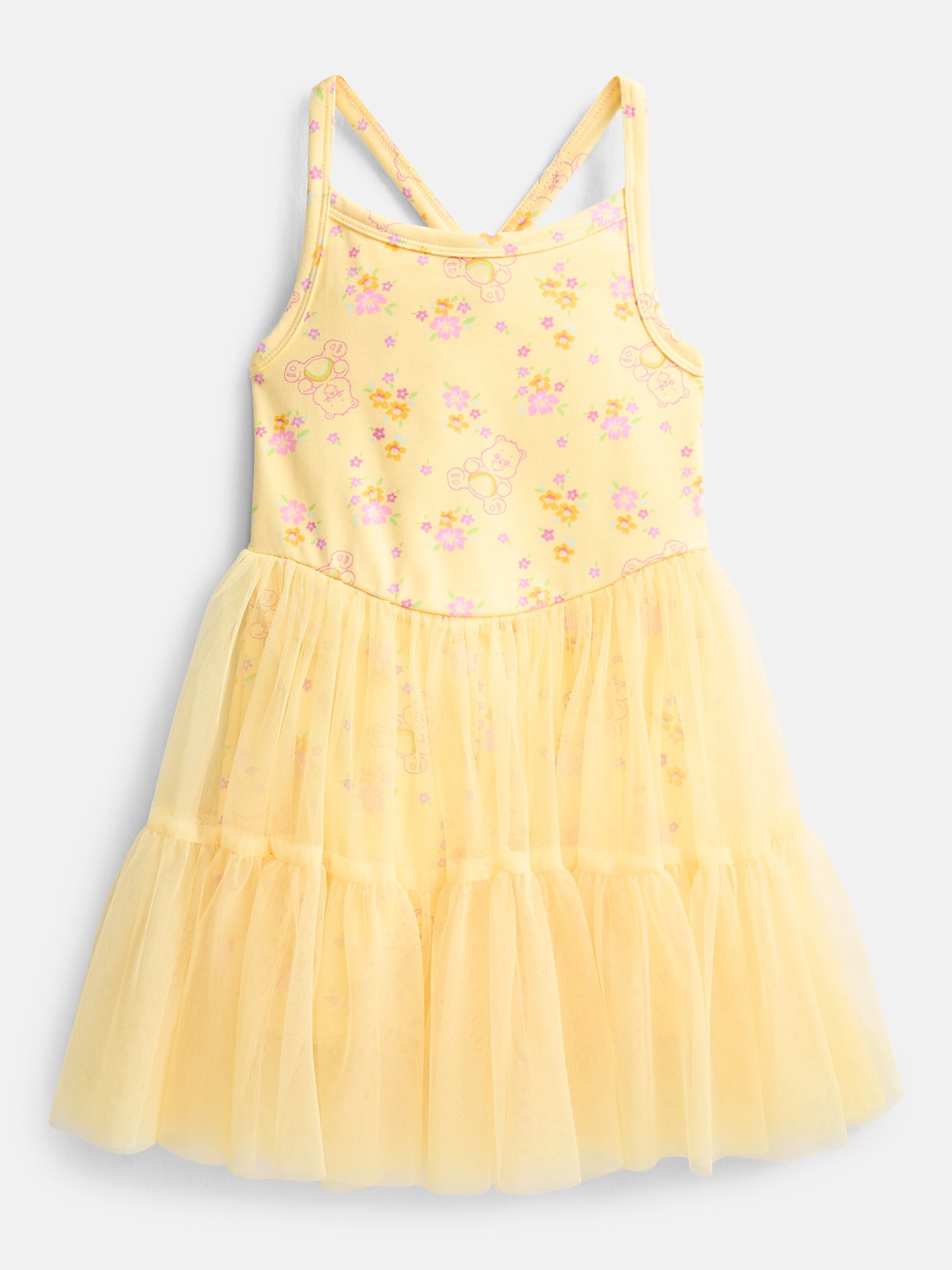 Care Bears Toddler Girls' Sleeveless Romper with Tulle Skirt, Sizes 12M-5T
