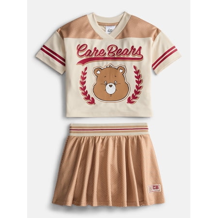 Strawberry Shortcake Care Bears Toddler Girls Short Sleeve Graphic Jersey Skirt Set, 2 Piece, Sizes 12M-5T