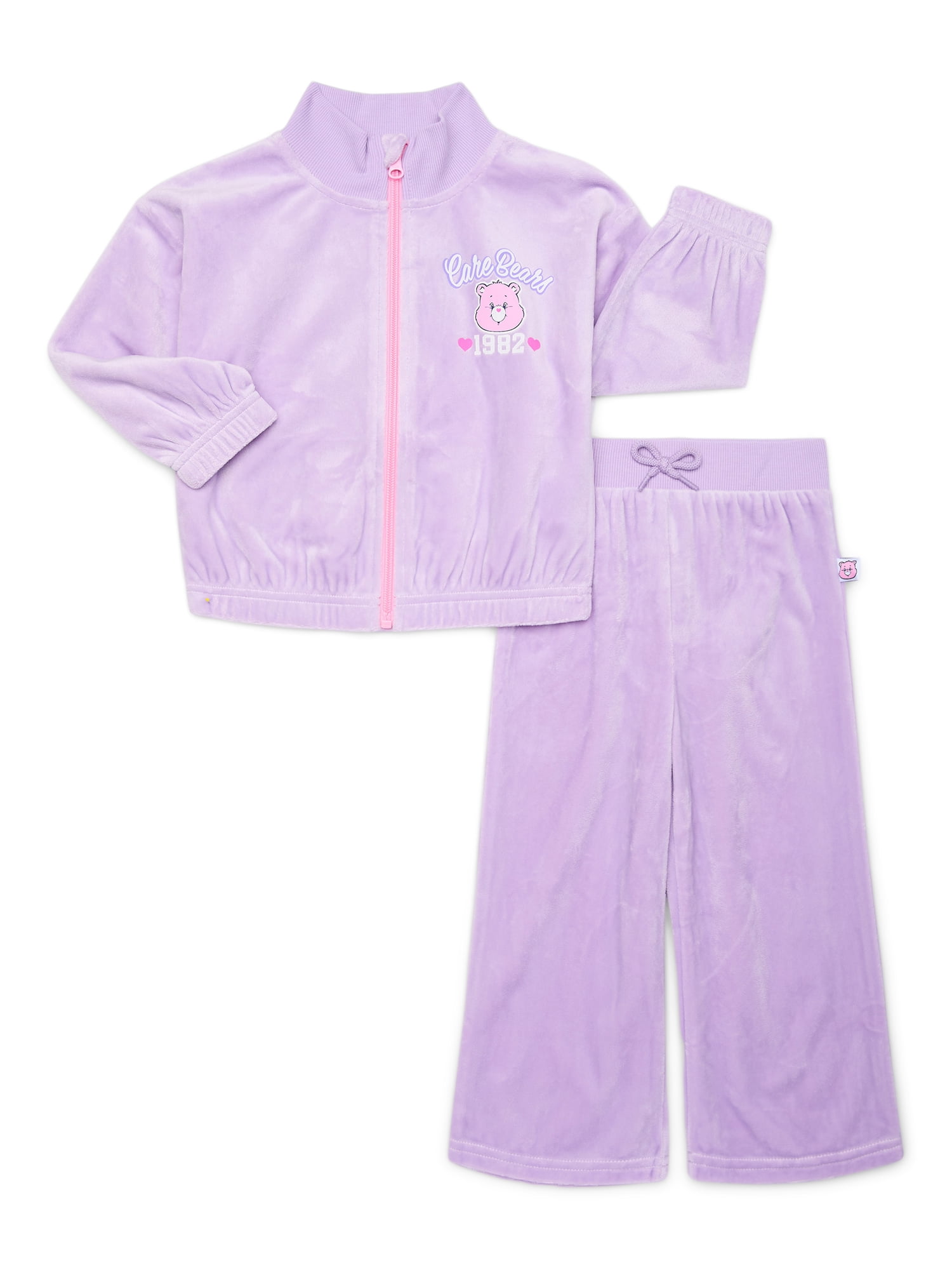 Care Bears Toddler Girls Velour Track Jacket and Flare Pants Set, 2-Piece, Sizes 12M-5T