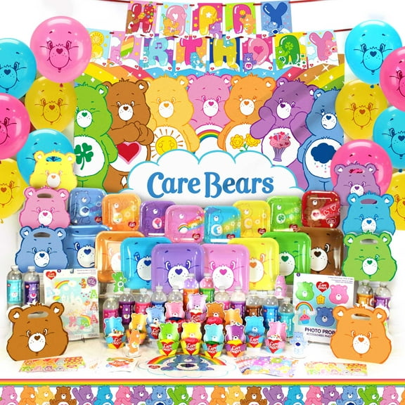 Prime Party Care Bears Ultimate Party Supplies Set with Plates, Napkins & Labels – Pack of 8