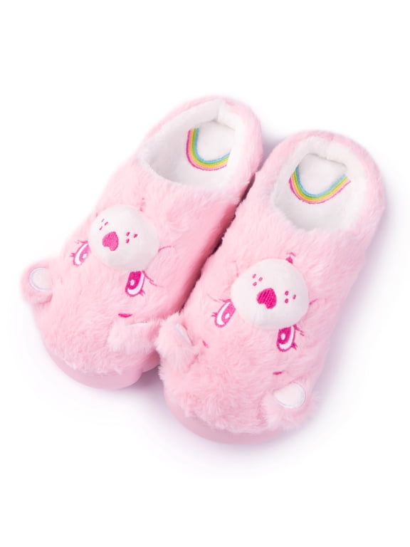 Unisex Cozy Terry Memory Foam Indoor Outdoor Soled Slipper in Sizes S-XL, Cheer Bear-Pink Super Plush, X-Large Women