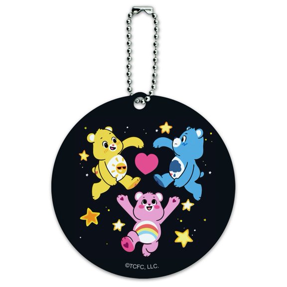 Care Bears: Unlock the Magic Funshine, Grumpy and Cheer Round Luggage ID Tag Card Suitcase Carry-On