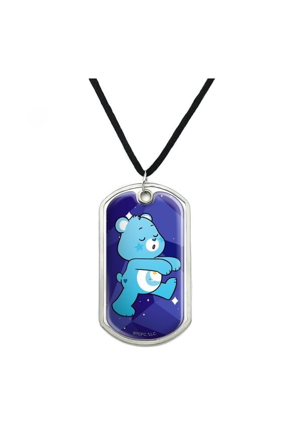 Care Bears: Unlock the Magic Grumpy Bear Bedtime Military Dog Tag Pendant Necklace with Cord