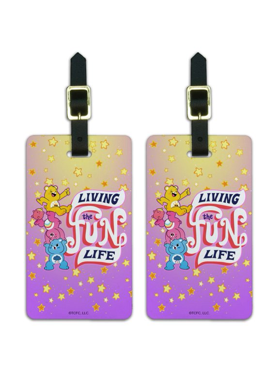 Care Bears: Unlock the Magic Living the Fun Life Luggage ID Tags Suitcase Carry-On Cards - Set of 2