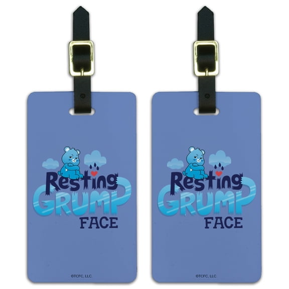 Care Bears: Unlock the Magic Resting Grump Face Luggage ID Tags Suitcase Carry-On Cards - Set of 2