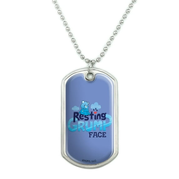 Care Bears: Unlock the Magic Resting Grump Face Military Dog Tag Pendant Necklace with Chain