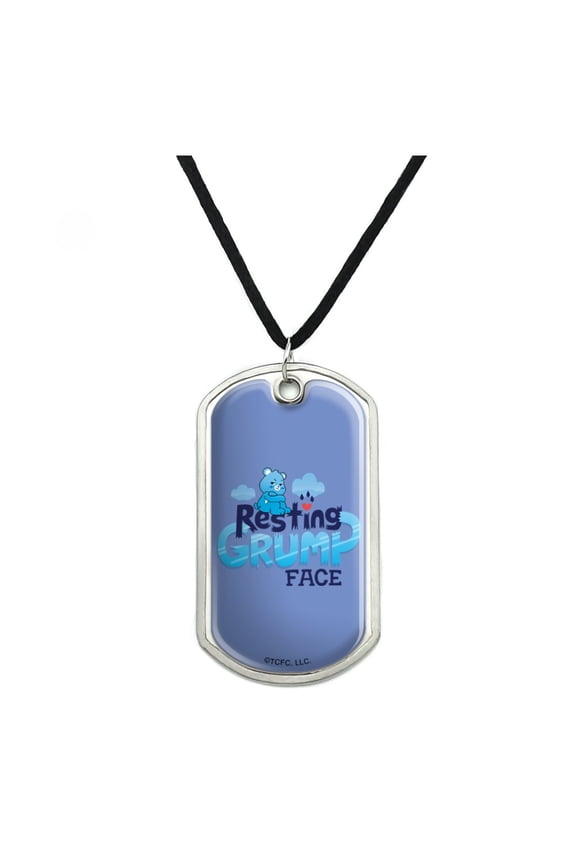 Care Bears: Unlock the Magic Resting Grump Face Military Dog Tag Pendant Necklace with Cord
