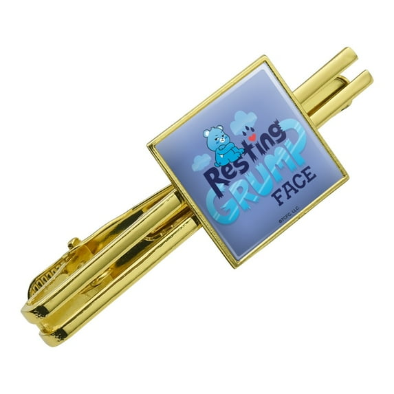 Care Bears: Unlock the Magic Resting Grump Face Square Tie Bar Clip Clasp Tack- Silver or Gold