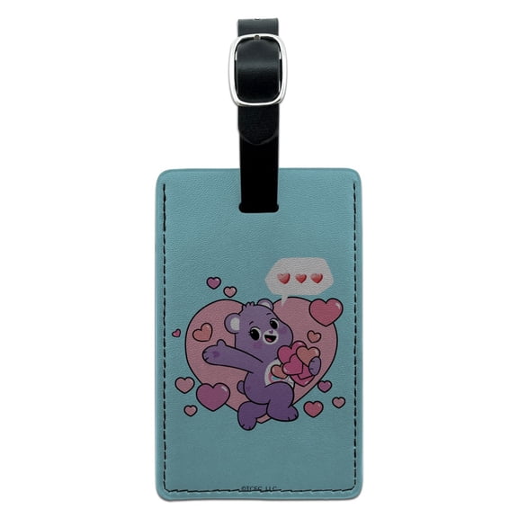 Care Bears: Unlock the Magic Share Bear Sharing Hearts Rectangle Leather Luggage Card Suitcase Carry-On ID Tag