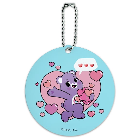 Care Bears: Unlock the Magic Share Bear Sharing Hearts Round Luggage ID Tag Card Suitcase Carry-On