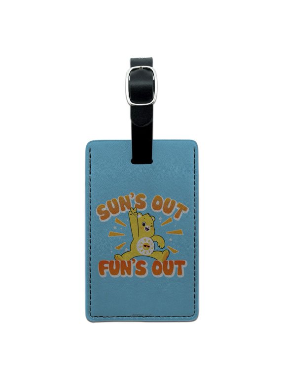 Care Bears: Unlock the Magic Sun's Out Fun's Out Rectangle Leather Luggage Card Suitcase Carry-On ID Tag