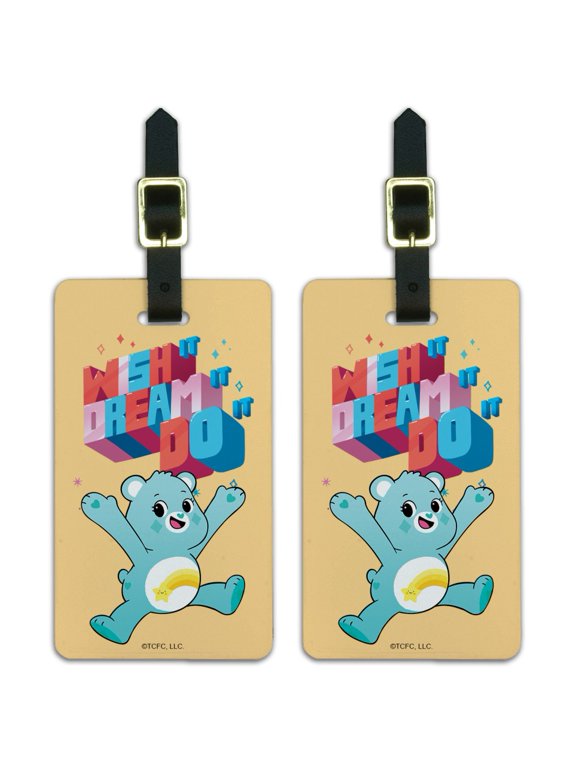 Care Bears: Unlock the Magic Wish It Luggage ID Tags Suitcase Carry-On Cards - Set of 2