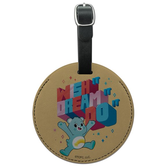 Care Bears: Unlock the Magic Wish It Round Leather Luggage Card Suitcase Carry-On ID Tag
