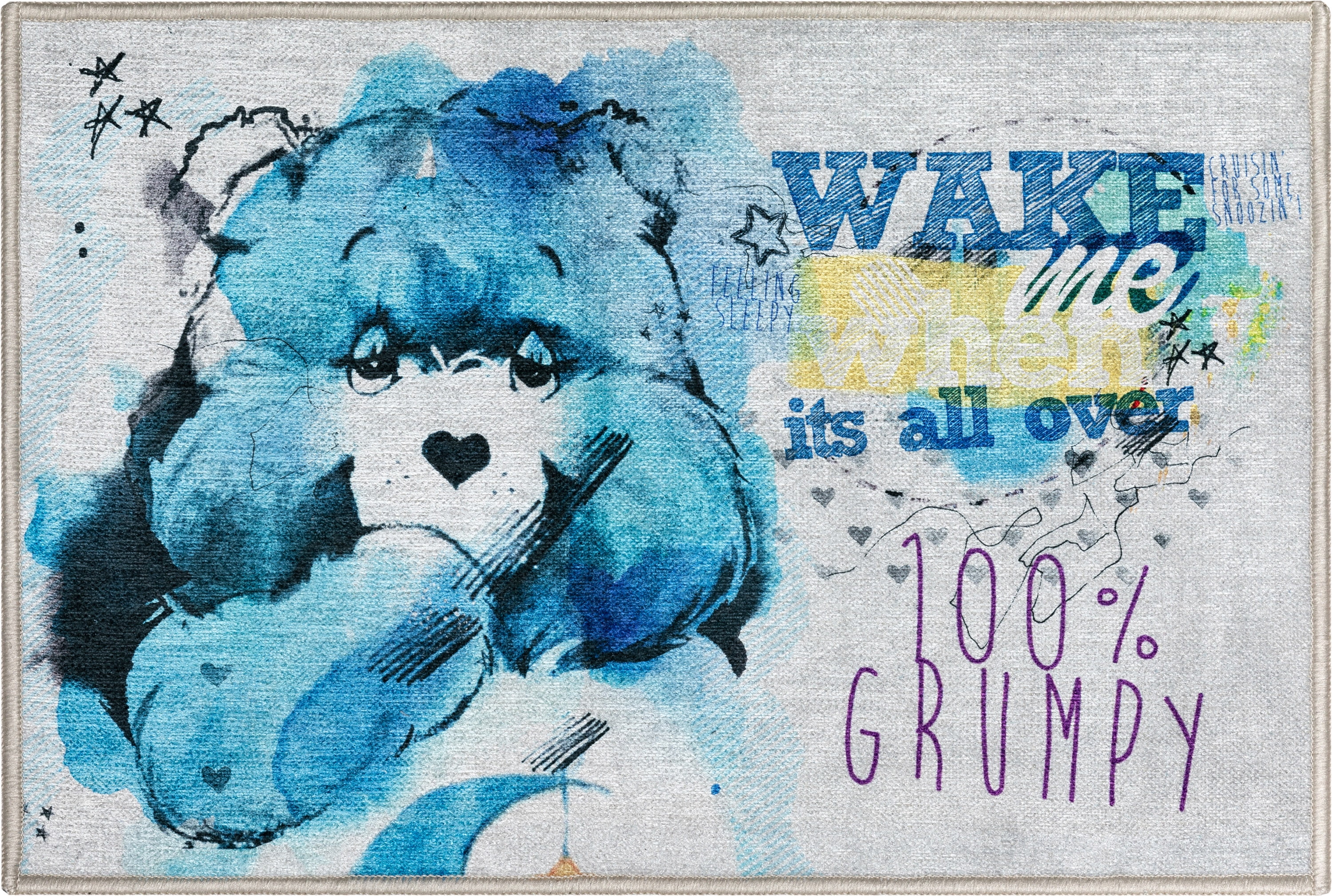Three Bears Rug Care Bears Wake Me Up 2' x 3' Blue Area Rug by Well Woven - Walmart.com