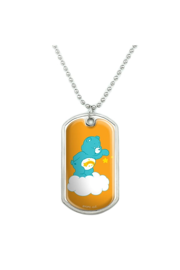 Care Bears Wish Bear Military Dog Tag Pendant Necklace with Chain