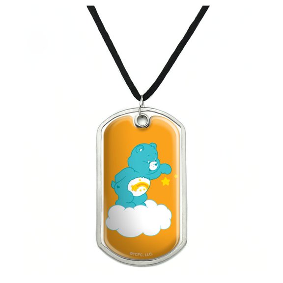 Care Bears Wish Bear Military Dog Tag Pendant Necklace with Cord