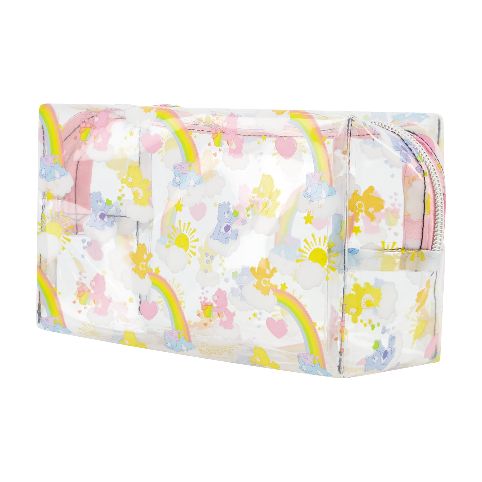 Care Bears Women's Makeup Bag, Small Travel Cosmetic Zipper Pouch Organizer, Clear