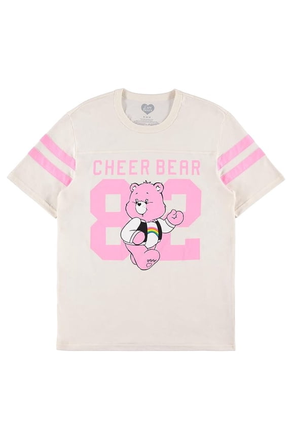 Women's Shirt, Graphic Print Varsity Stripe Sleeve Athletic Tee Ivory – XL